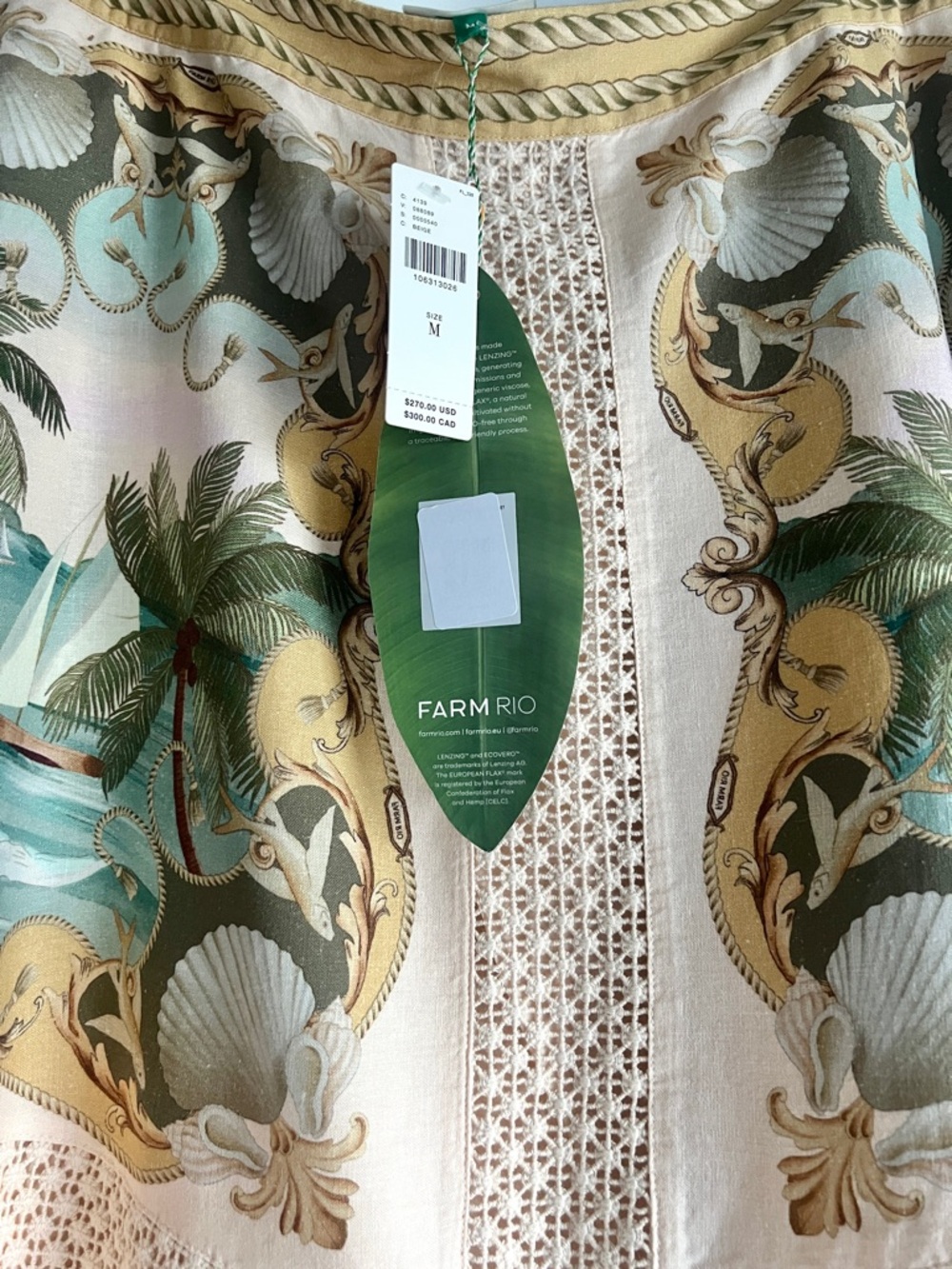 FARM Rio Sand Royal Sea Crochet Midi Skirt Size Medium NWT - Picture 12 of 15
